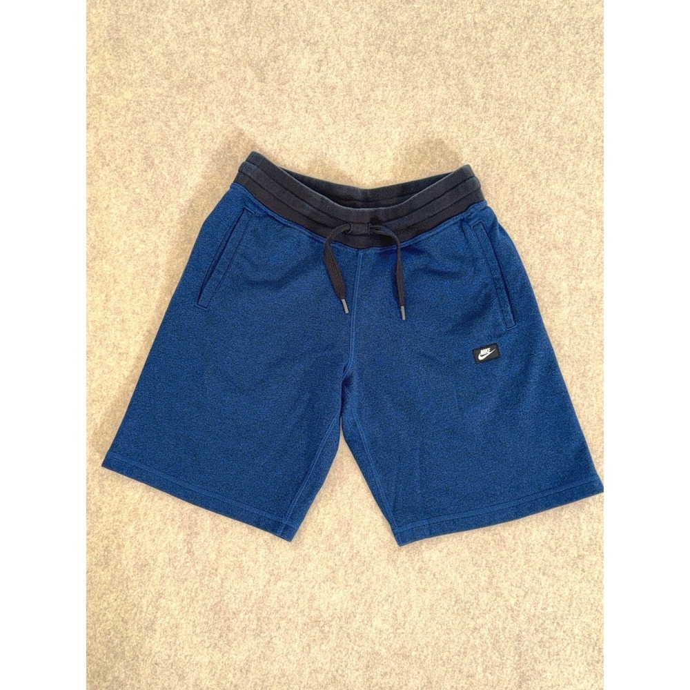 Nike Mens Fleece Athletic Shorts Size S Obsidian Blue Heather Black Waistband